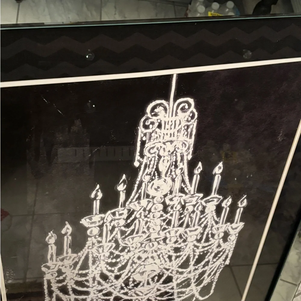 Black and White Mirror Wall Decor chandelier hanging NWT